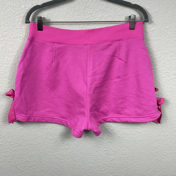 Cinq a Sept Jay Bow embellished Shorts In Pink Terry Sweat Shorts Sz L - Picture 5 of 11
